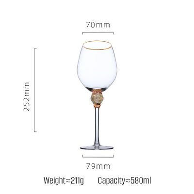 Custom 220ml Gold Rim Diamond Studded  Champagne Glasses Flutes For Wedding  Party