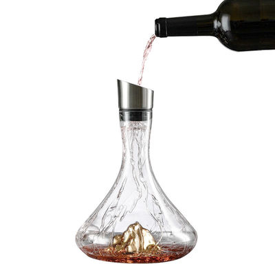 750ml Waterfall Effect Crystal Clear Glass Wine Decanter For Wine With Aerator Creuset Wine Decanter Set