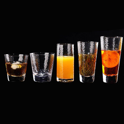 Custom Clear 296ML  Drinking Glasses For Beer Juic Milk With Gold Rim Bow Icon Glasses Tumbler Set Of 5