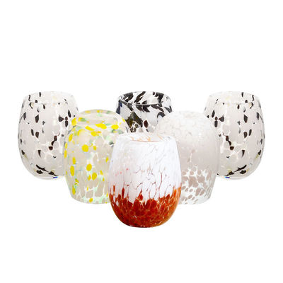 460ML Hand Blown Glass Candle Jar For For Home Decoration Wedding Artisan Leopard Printing Spotted Colored