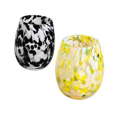 460ML Hand Blown Glass Candle Jar For For Home Decoration Wedding Artisan Leopard Printing Spotted Colored