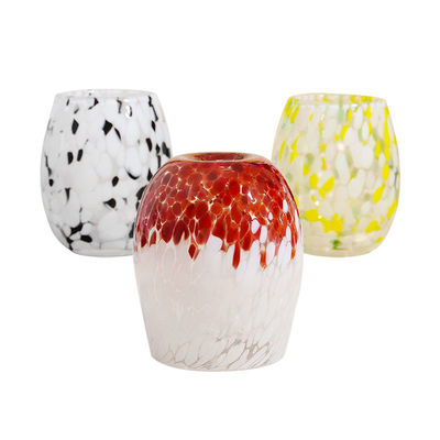 460ML Hand Blown Glass Candle Jar For For Home Decoration Wedding Artisan Leopard Printing Spotted Colored