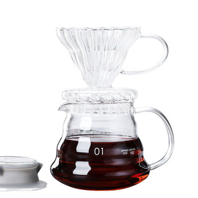 B2B 300ml Glass Pour Over Coffee Maker with Stainless Steel Filter&Wood Sleeve–Camping Brewing Pot