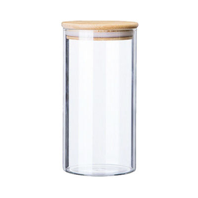Clear Glass Food Canisters with Bamboo Lid|Airtight Storage|Wholesale Bulk|Food Grade|Custom Logo