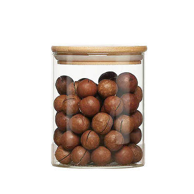 Clear Glass Food Canisters with Bamboo Lid|Airtight Storage|Wholesale Bulk|Food Grade|Custom Logo