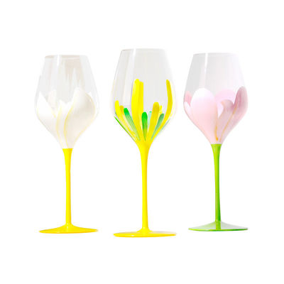 Unique 400ml Crystal Clear  Burgundy Stemless Wine Glass  For Wedding Party Custom Logo