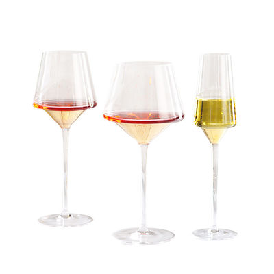 Custom 210ml Crystal Clear Trumpet Shaped Burgundy Wine Goblet for Weddings - Long Stem Design
