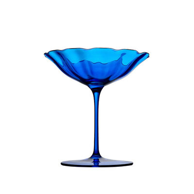 230ml Sapphire Blue Crystal Wine Glasses (Set of 7) Lead-Free Retro Goblets for Weddings