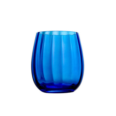 Custom Logo 450ml Lead-Free Crystal Wine Glasses|Hospitality Bulk Sapphire Blue Retro Goblets