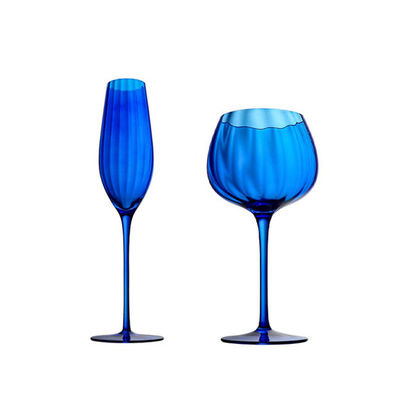 Custom Logo 450ml Lead-Free Crystal Wine Glasses|Hospitality Bulk Sapphire Blue Retro Goblets