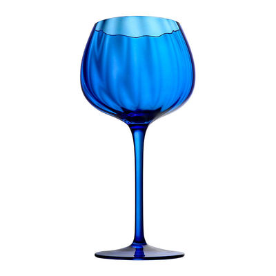 Custom Logo 450ml Lead-Free Crystal Wine Glasses|Hospitality Bulk Sapphire Blue Retro Goblets
