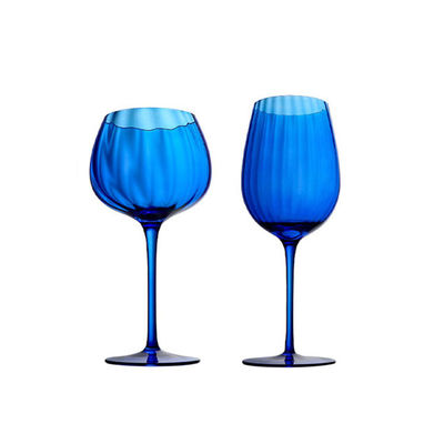 Custom Logo 450ml Lead-Free Crystal Wine Glasses|Hospitality Bulk Sapphire Blue Retro Goblets