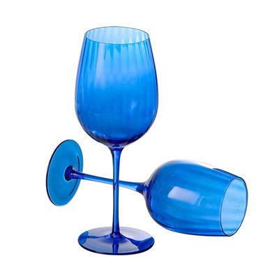 Custom Logo 450ml Lead-Free Crystal Wine Glasses|Hospitality Bulk Sapphire Blue Retro Goblets
