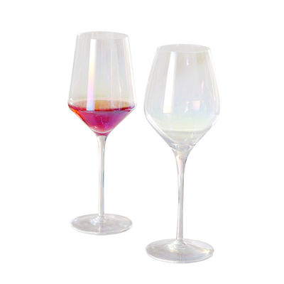 Custom Logo 4pcs 12oz Lead-Free Crystal Rainbow Plated Wine Glasses for Weddings Stylish & Durable
