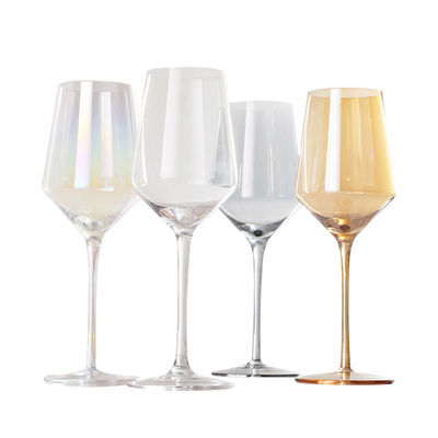 Custom Logo 4pcs 12oz Lead-Free Crystal Rainbow Plated Wine Glasses for Weddings Stylish & Durable