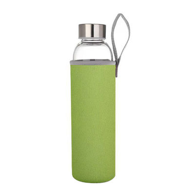 Custom 18oz Glass Water Bottles Reusable Glass Juice Bottles For Coffee Tea Water Juices With Lids