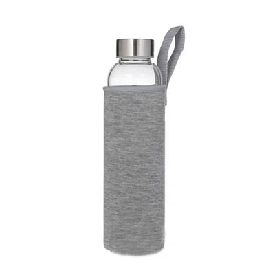 Custom 18oz Glass Water Bottles Reusable Glass Juice Bottles For Coffee Tea Water Juices With Lids