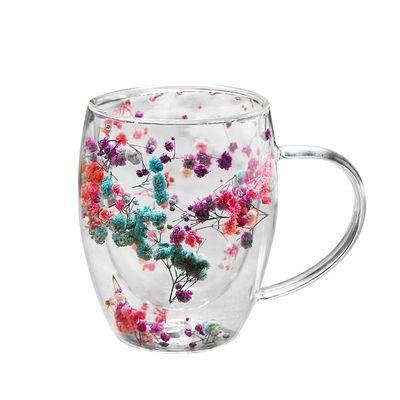 Bulk 350ml Flower Coffee Mugs & Glass Cups | Wholesale Custom Logo Heatproof BPA-Free Business Gifts