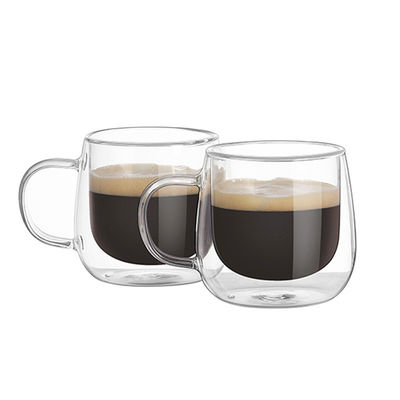 B2B Custom 12oz Unique Glass Coffee Mugs with Handle | Bulk FDA-Certified Heatproof Cups