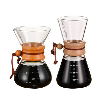 Commercial-Grade Custom 400ml Glass Coffee Dripper | SS Filter + Wooden Handle | Ideal for Cafes,Catering