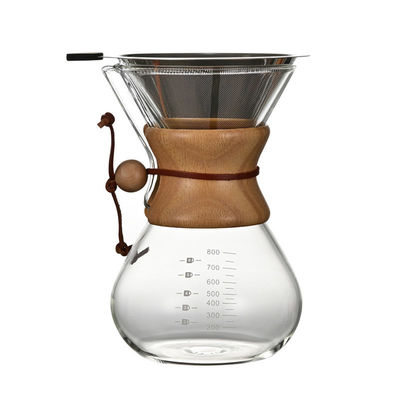 Commercial-Grade Custom 400ml Glass Coffee Dripper | SS Filter + Wooden Handle | Ideal for Cafes,Catering