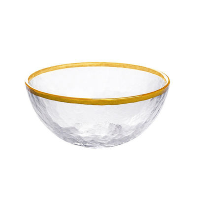 Custom Hand Blown13 Inch Glass Charger Plate with Bowl set with Gold Rim Heavy Duty Durable for Dinner