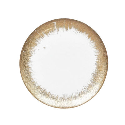 Custom13IN Gold Foil Leaf Rim Glass Plates|Commercial-Grade Shatterproof|B2B Wholesale Pricing