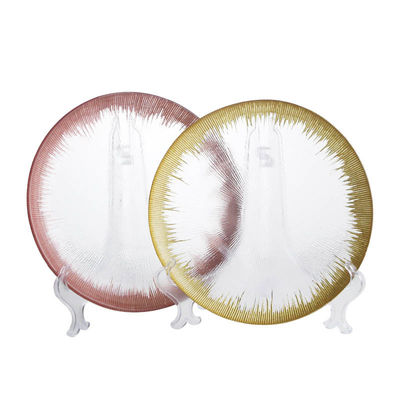 Custom13IN Gold Foil Leaf Rim Glass Plates|Commercial-Grade Shatterproof|B2B Wholesale Pricing