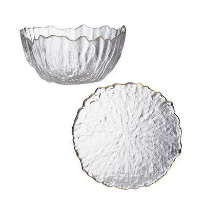 Gold Edged Glass Plates|Gold Foil Rim|Commercial-Grade|Hotel Bulk Wholesale|Custom Logo Engraving