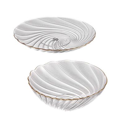 Gold-Edged Textured Glass Plates | Bulk Wholesale | OEM Service | Wedding/Hotel Supply | Fast Fulfillment