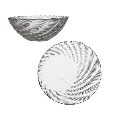 Gold-Edged Textured Glass Plates | Bulk Wholesale | OEM Service | Wedding/Hotel Supply | Fast Fulfillment