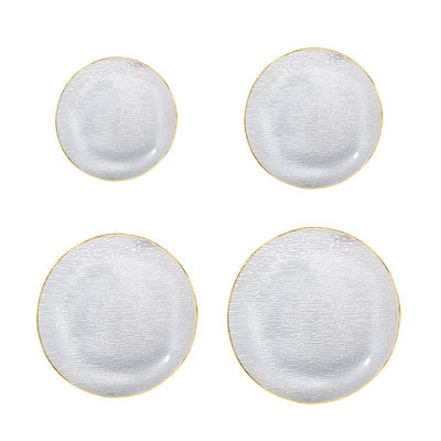 Gold-Edged Textured Glass Plates | Bulk Wholesale | OEM Service | Wedding/Hotel Supply | Fast Fulfillment