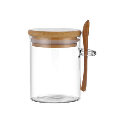 Commercial-Grade Glass Jars with Spoon|B2B Bulk Order|Airtight Bamboo Lids Containers|Custom Branding