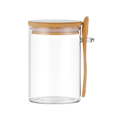 Commercial-Grade Glass Jars with Spoon|B2B Bulk Order|Airtight Bamboo Lids Containers|Custom Branding