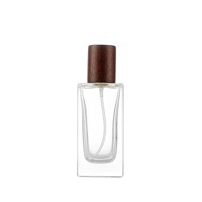Square Glass Perfume Bottles – B2B Low MOQ with Wooden Cap | Bulk Perfume Containers (30/50/100ml)