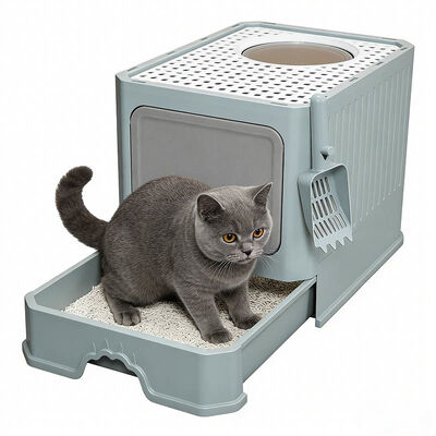 Top Entry Cat Litter Box, Foldable Enclosed Drawer, Anti-Tracking, B2B Bulk OEM Odor Control