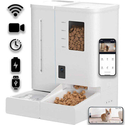 Auto Pet Feeder, Timed Meal Control, Large Capacity, Dual Power Supply Smart Feeder for US EU Market
