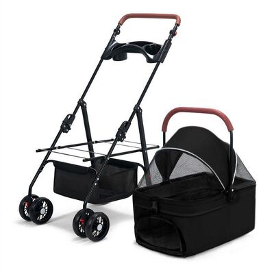 Foldable 4-Wheel Pet Stroller Lightweight Breathable Safe for Small Dogs Cats Travel Outdoor Wholesale