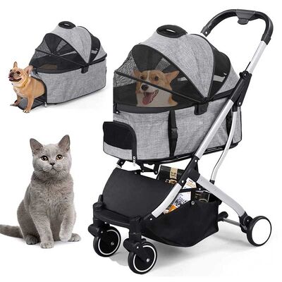 Wholesale  Durable  Pet Stroller Foldable Lightweight 4-Wheel Safe Detachable OEM Dog Cat Travel Stroller