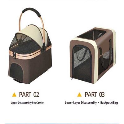 Foldable Pet Stroller Detachable Carrier Shockproof Waterproof 4 Wheel Travel Cart for Dog Cat B2B