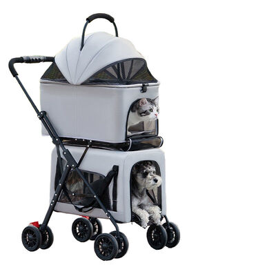 Foldable Pet Stroller Detachable Carrier Shockproof Waterproof 4 Wheel Travel Cart for Dog Cat B2B