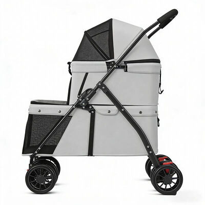 Foldable Pet Stroller Detachable Carrier Shockproof Waterproof 4 Wheel Travel Cart for Dog Cat B2B