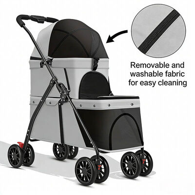 Bulk Foldable Pet Stroller | 4-Wheel Dog Cat Travel Stroller with Basket | Wholesale for Pet Retailers