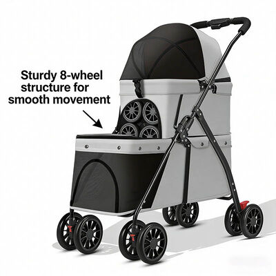 Bulk Foldable Pet Stroller | 4-Wheel Dog Cat Travel Stroller with Basket | Wholesale for Pet Retailers