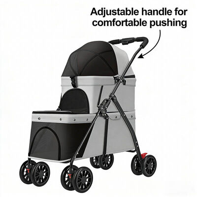 Bulk Foldable Pet Stroller | 4-Wheel Dog Cat Travel Stroller with Basket | Wholesale for Pet Retailers