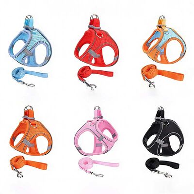 Custom Logo Dog Harness Set, Adjustable Reflective Pet Vest Wholesale Bulk Goods for Small Medium Dogs