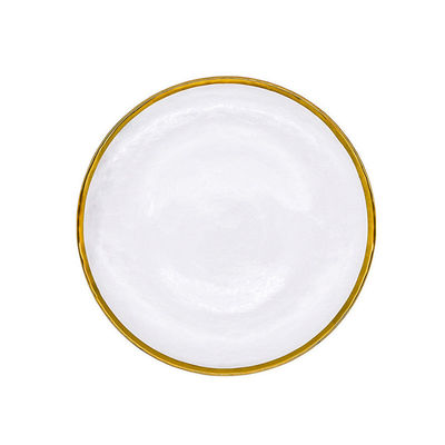 Custom Hand Blown13 Inch Glass Charger Plate with Bowl set with Gold Rim Heavy Duty Durable for Dinner