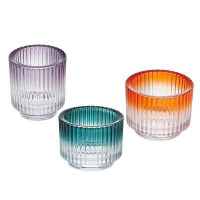 Ribbed Design Glass Candle Jars