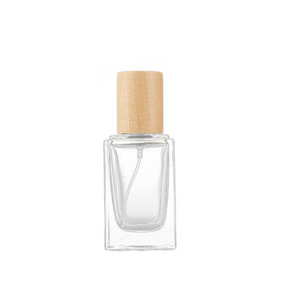 Square Glass Perfume Bottles – B2B Low MOQ with Wooden Cap | Bulk Perfume Containers (30/50/100ml)