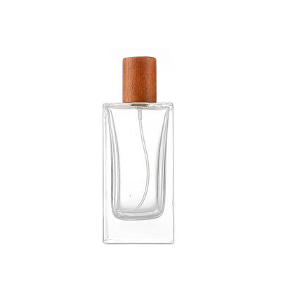 Square Glass Perfume Bottles – B2B Low MOQ with Wooden Cap | Bulk Perfume Containers (30/50/100ml)